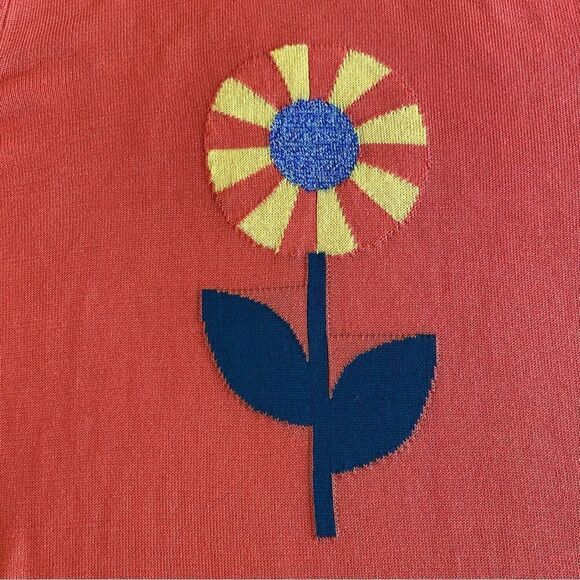 EUC Modcloth Happy Flower Orange Sweater - Picture 7 of 10
